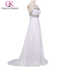 Grace Karin Ladies Backless White Vestido de noite Long Grace Karin Beaded Floor Length Dresses CL2426